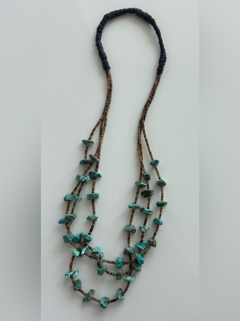 Vintage Native American 3 Strand Turquoise Nugget Heishi Necklace 32” - Picture 3 of 11